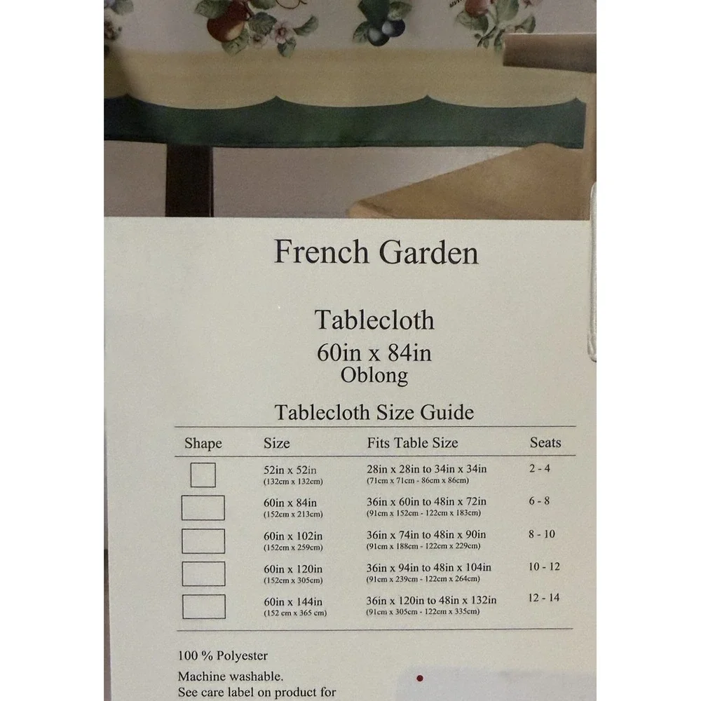 VILLEROY & BOCH Tablecloth 60 X 84FRENCH GARDEN VEGETABLES 100% POLYESTER NWT
